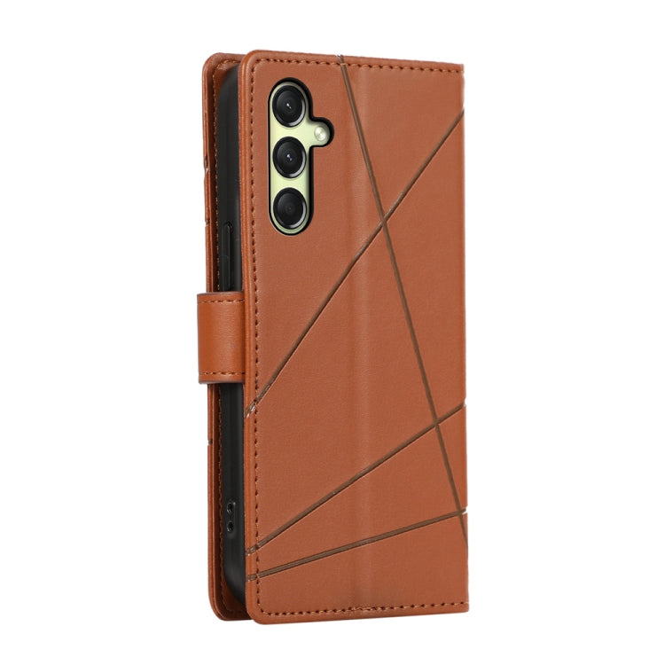 For Samsung Galaxy A26 5G / A16 / A17 4G PU Genuine Leather Texture Embossed Line Phone Case