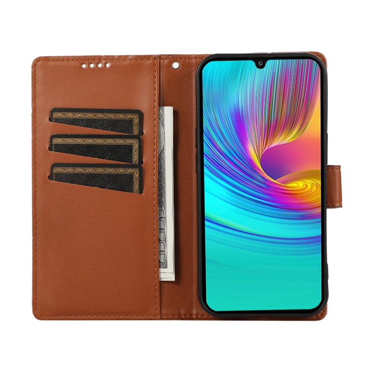 For Samsung Galaxy A26 5G / A16 / A17 4G PU Genuine Leather Texture Embossed Line Phone Case