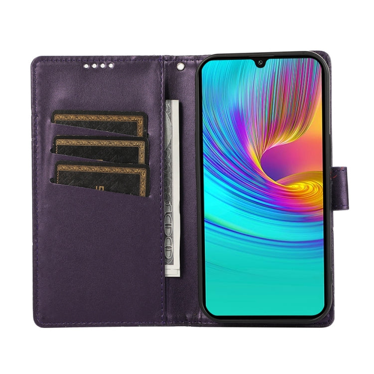 For Samsung Galaxy A26 5G / A16 / A17 4G PU Genuine Leather Texture Embossed Line Phone Case