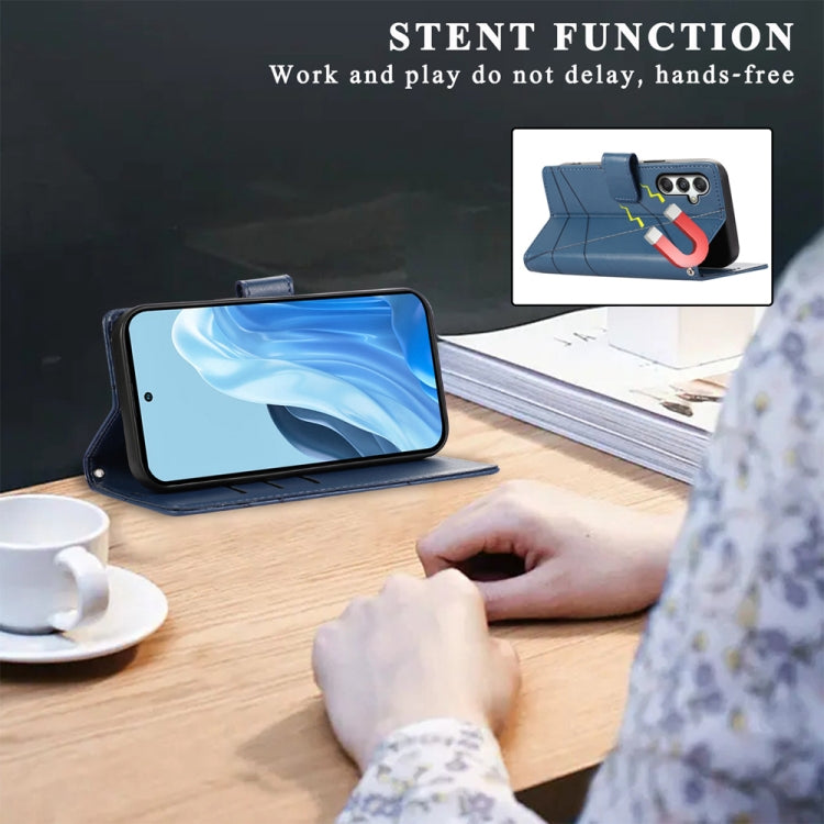For Samsung Galaxy M35 PU Genuine Leather Texture Embossed Line Phone Case