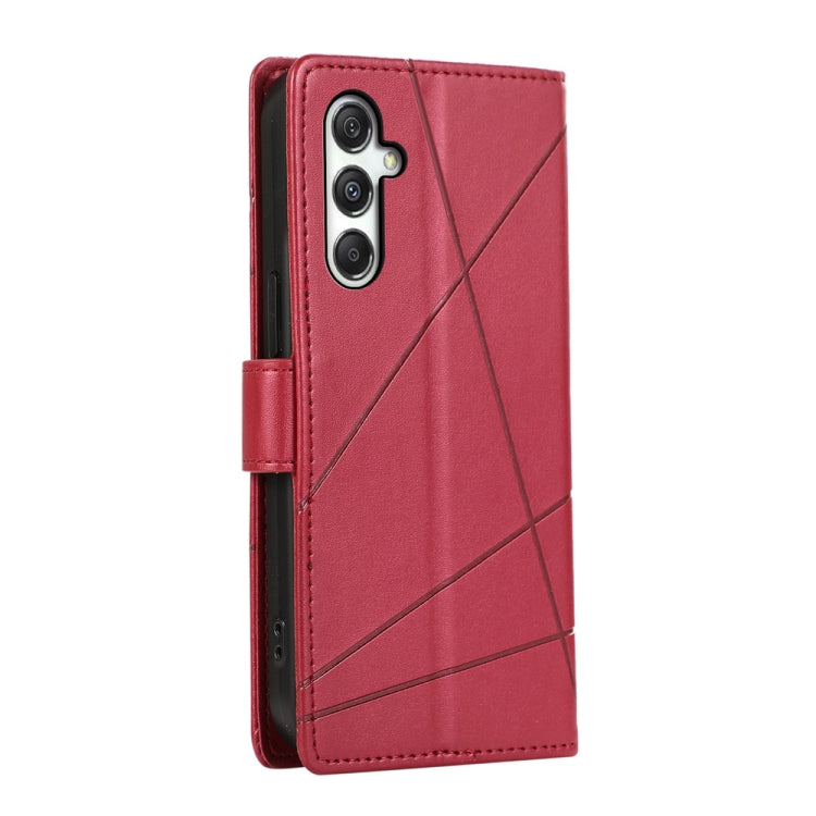 For Samsung Galaxy M35 PU Genuine Leather Texture Embossed Line Phone Case