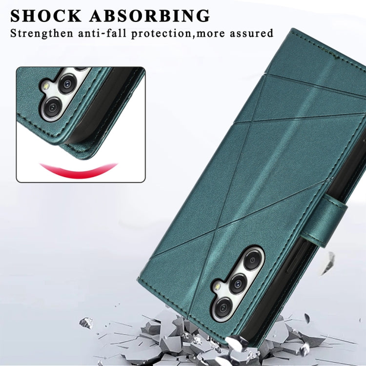 For Samsung Galaxy M35 PU Genuine Leather Texture Embossed Line Phone Case