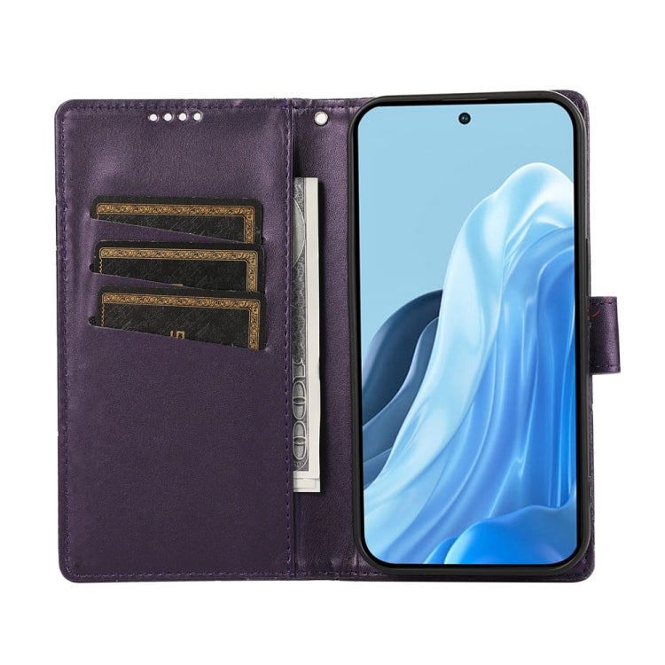 For Samsung Galaxy M35 PU Genuine Leather Texture Embossed Line Phone Case