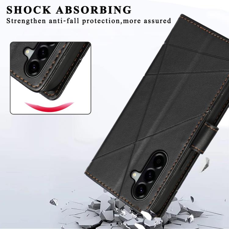 For Samsung Galaxy A37 5G PU Genuine Leather Texture Embossed Line Phone Case