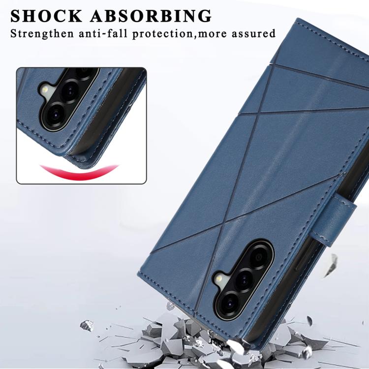 For Samsung Galaxy A57 5G PU Genuine Leather Texture Embossed Line Phone Case