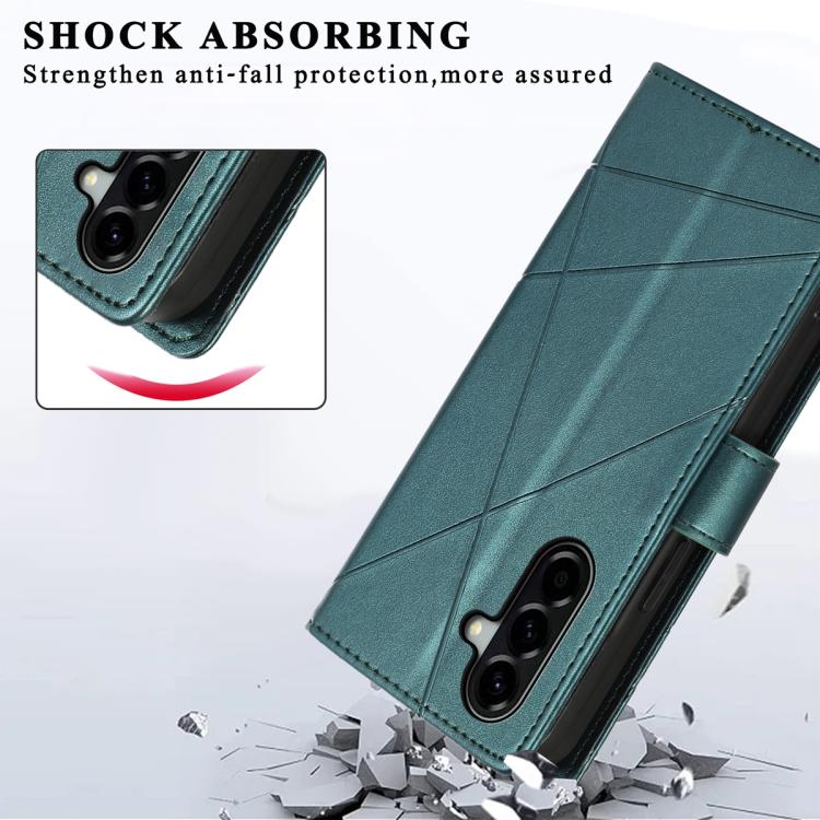 For Samsung Galaxy A57 5G PU Genuine Leather Texture Embossed Line Phone Case