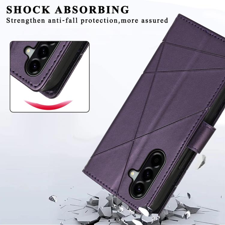 For Samsung Galaxy A57 5G PU Genuine Leather Texture Embossed Line Phone Case
