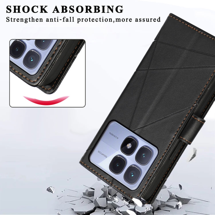 For Redmi K70 Ultra PU Genuine Leather Texture Embossed Line Phone Case