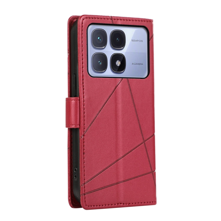 For Redmi K70 Ultra PU Genuine Leather Texture Embossed Line Phone Case