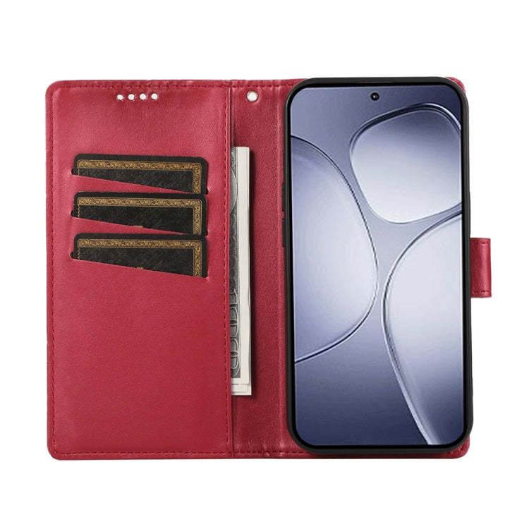 For Redmi K70 Ultra PU Genuine Leather Texture Embossed Line Phone Case
