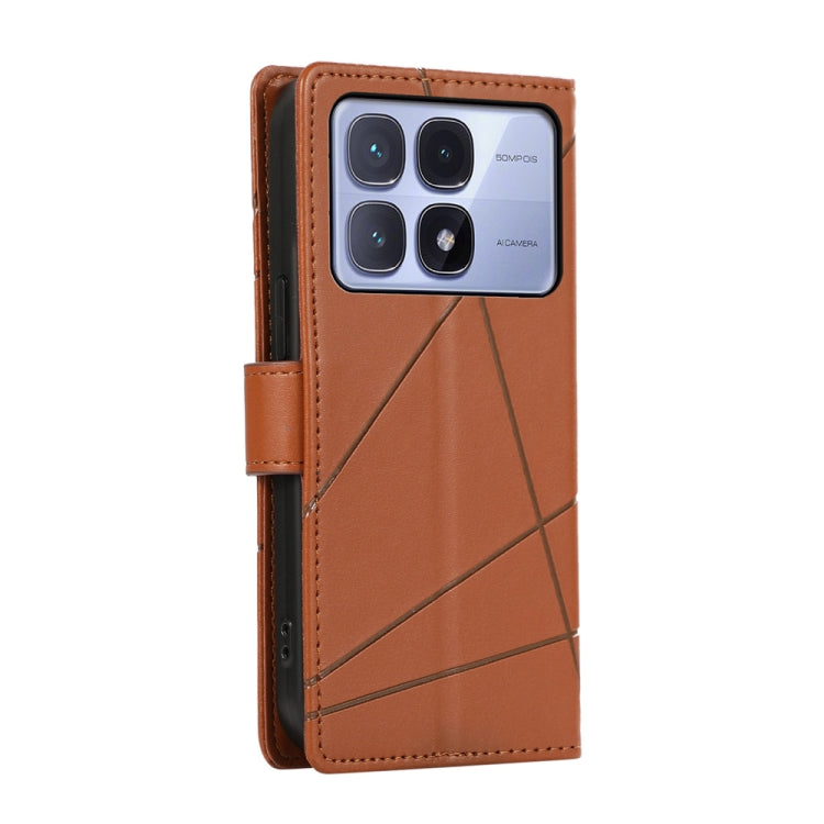 For Redmi K70 Ultra PU Genuine Leather Texture Embossed Line Phone Case
