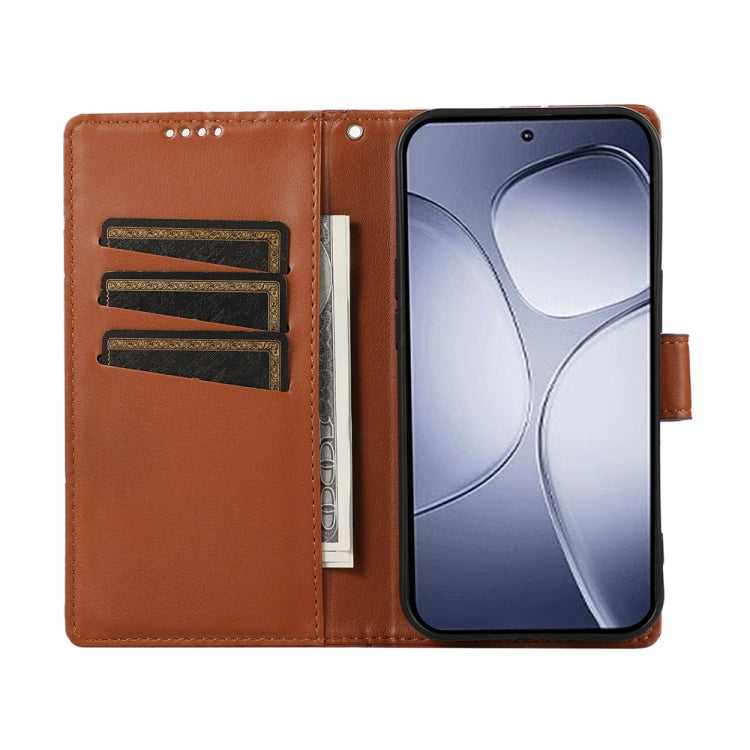 For Redmi K70 Ultra PU Genuine Leather Texture Embossed Line Phone Case