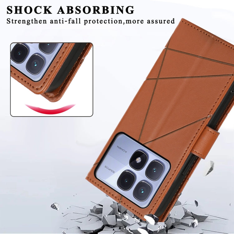 For Redmi K70 Ultra PU Genuine Leather Texture Embossed Line Phone Case