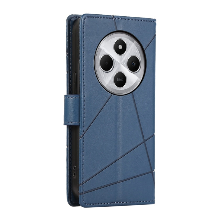For Redmi 14C 4G PU Genuine Leather Texture Embossed Line Phone Case