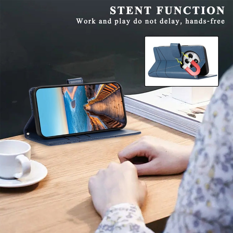 For Redmi 14C 4G PU Genuine Leather Texture Embossed Line Phone Case