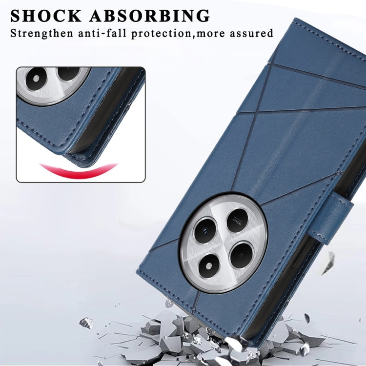 For Redmi 14C 4G PU Genuine Leather Texture Embossed Line Phone Case