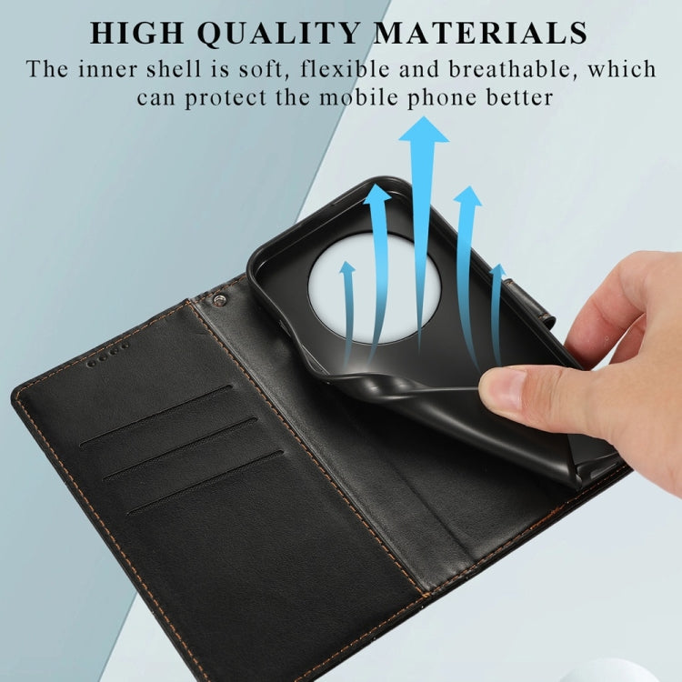For Redmi 14C 4G PU Genuine Leather Texture Embossed Line Phone Case