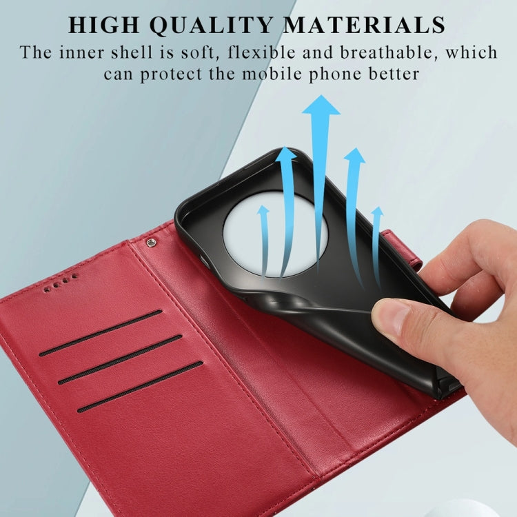For Redmi 14C 4G PU Genuine Leather Texture Embossed Line Phone Case