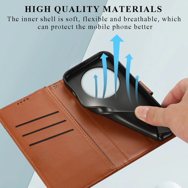 For Redmi 14C 4G PU Genuine Leather Texture Embossed Line Phone Case