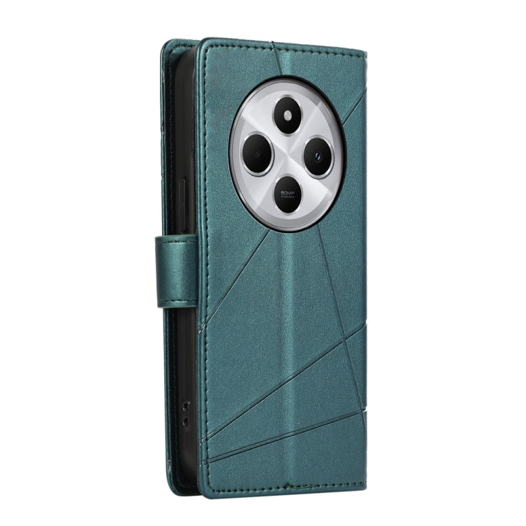 For Redmi 14C 4G PU Genuine Leather Texture Embossed Line Phone Case
