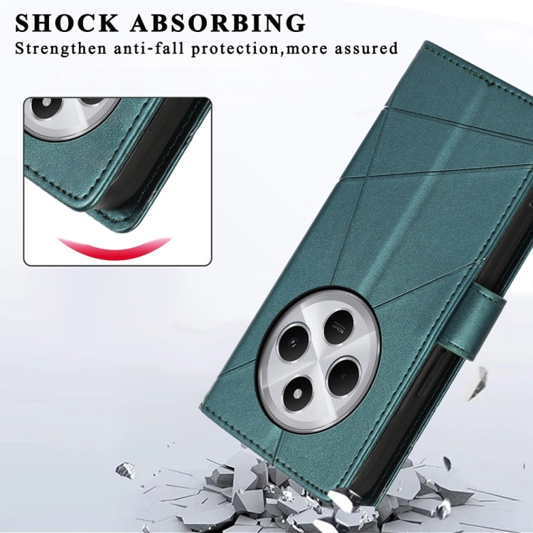 For Redmi 14C 4G PU Genuine Leather Texture Embossed Line Phone Case