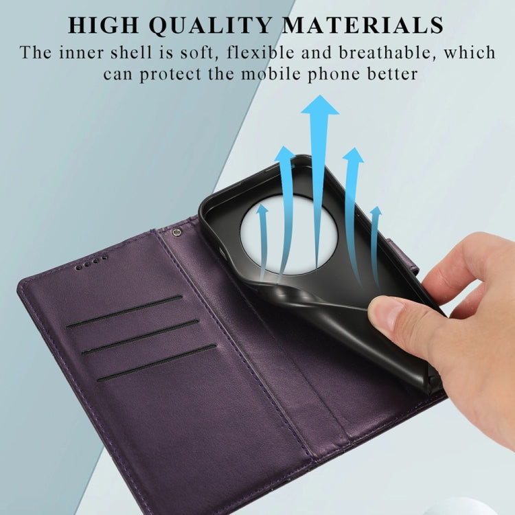 For Redmi 14C 4G PU Genuine Leather Texture Embossed Line Phone Case