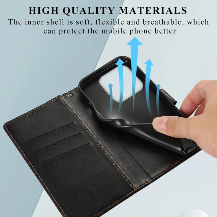 For Redmi Note 14 4G 163.25mm Global PU Genuine Leather Texture Embossed Line Phone Case