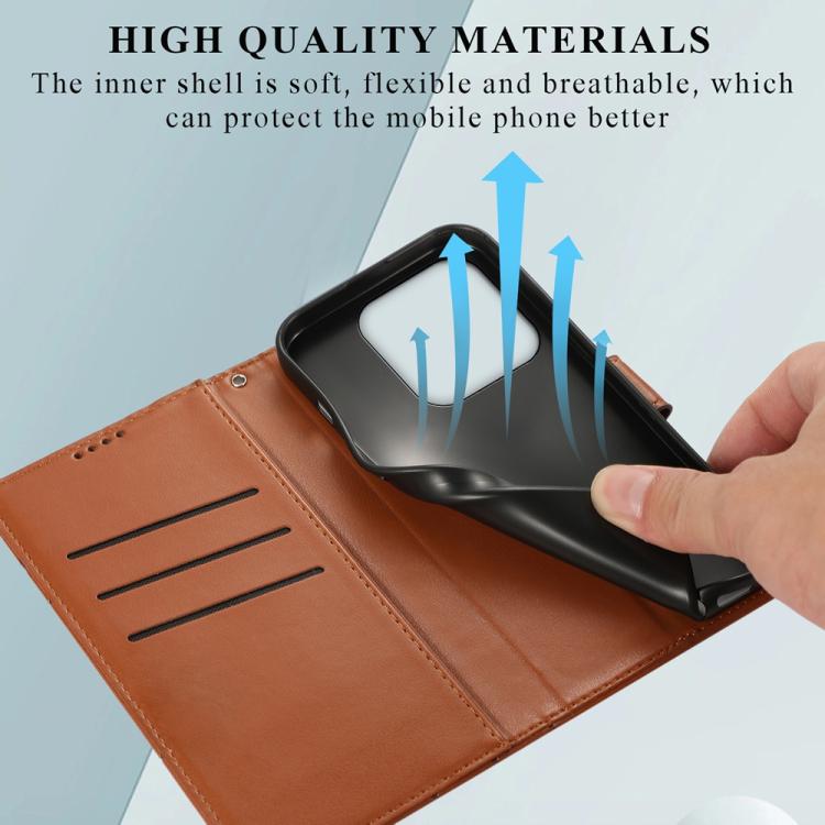 For Redmi Note 14 4G 163.25mm Global PU Genuine Leather Texture Embossed Line Phone Case