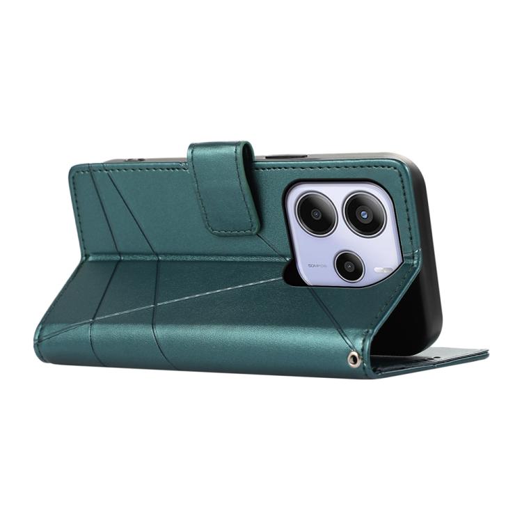 For Redmi Note 14 4G 163.25mm Global PU Genuine Leather Texture Embossed Line Phone Case