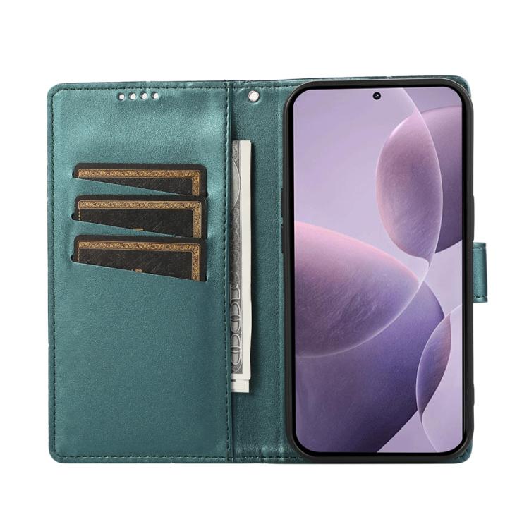 For Redmi Note 14 4G 163.25mm Global PU Genuine Leather Texture Embossed Line Phone Case