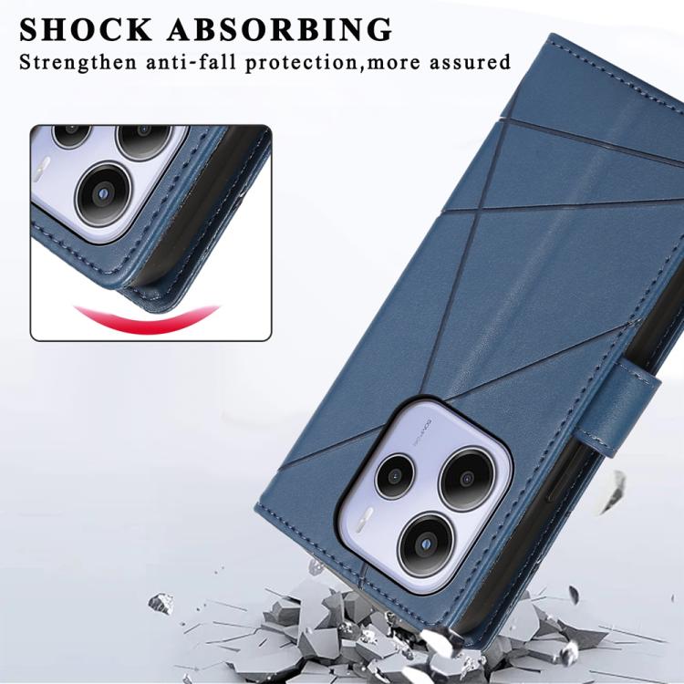 For Redmi Note 14 4G 164.84mm PU Genuine Leather Texture Embossed Line Phone Case