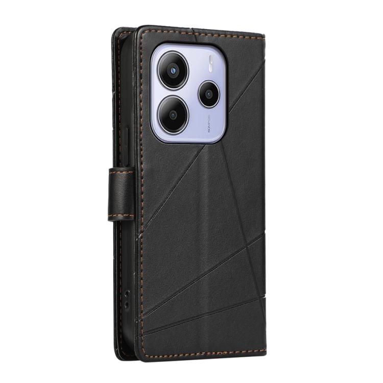 For Redmi Note 14 4G 164.84mm PU Genuine Leather Texture Embossed Line Phone Case