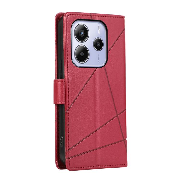For Redmi Note 14 4G 164.84mm PU Genuine Leather Texture Embossed Line Phone Case