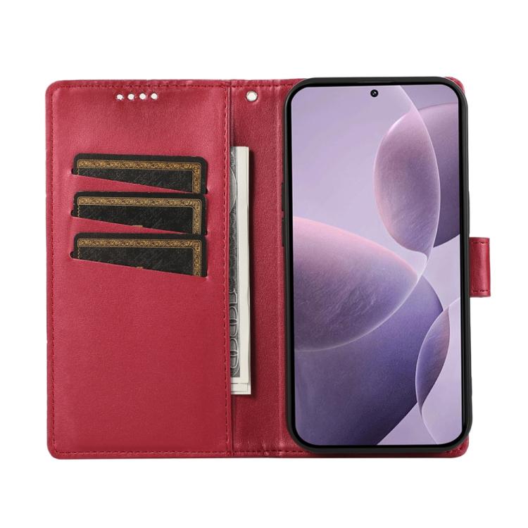 For Redmi Note 14 4G 164.84mm PU Genuine Leather Texture Embossed Line Phone Case
