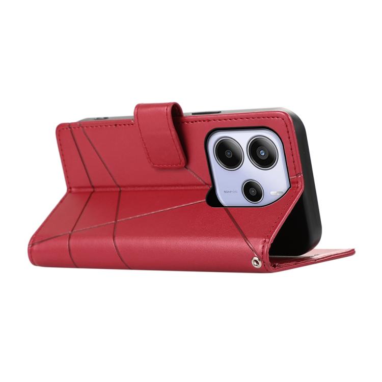 For Redmi Note 14 4G 164.84mm PU Genuine Leather Texture Embossed Line Phone Case