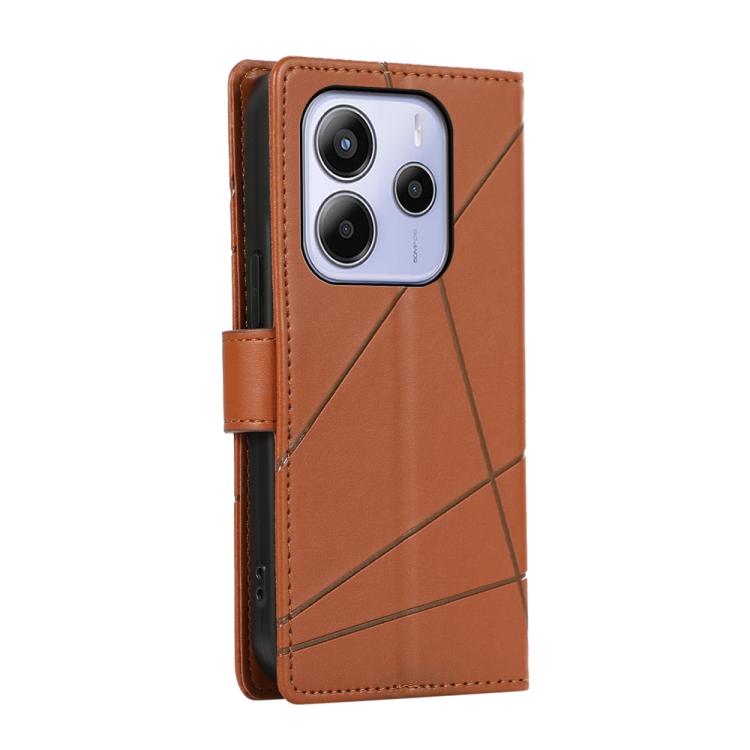For Redmi Note 14 4G 164.84mm PU Genuine Leather Texture Embossed Line Phone Case
