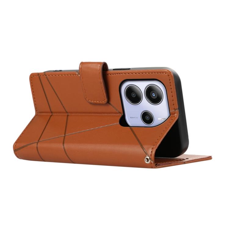 For Redmi Note 14 4G 164.84mm PU Genuine Leather Texture Embossed Line Phone Case
