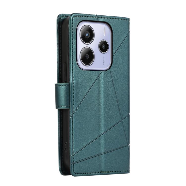 For Redmi Note 14 4G 164.84mm PU Genuine Leather Texture Embossed Line Phone Case