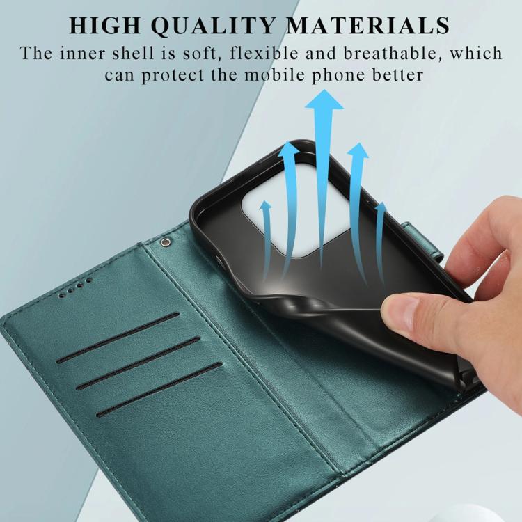 For Redmi Note 14 4G 164.84mm PU Genuine Leather Texture Embossed Line Phone Case