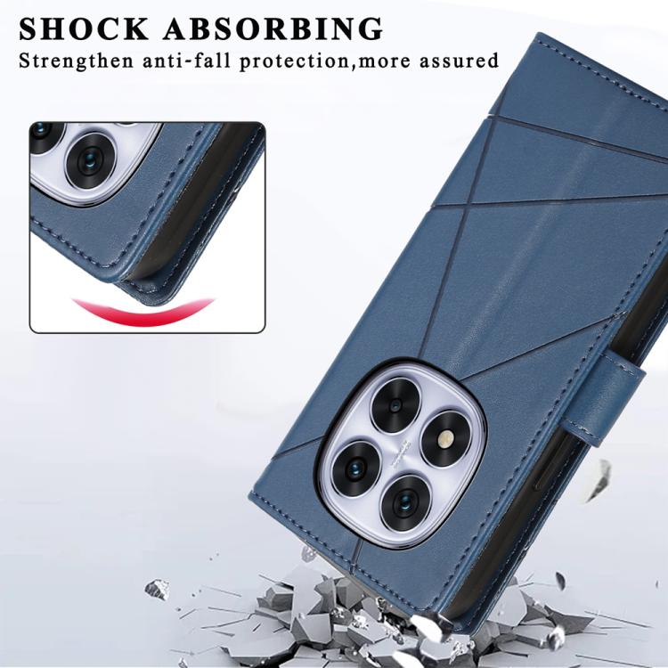 For Redmi Note 14 Pro 4G PU Genuine Leather Texture Embossed Line Phone Case