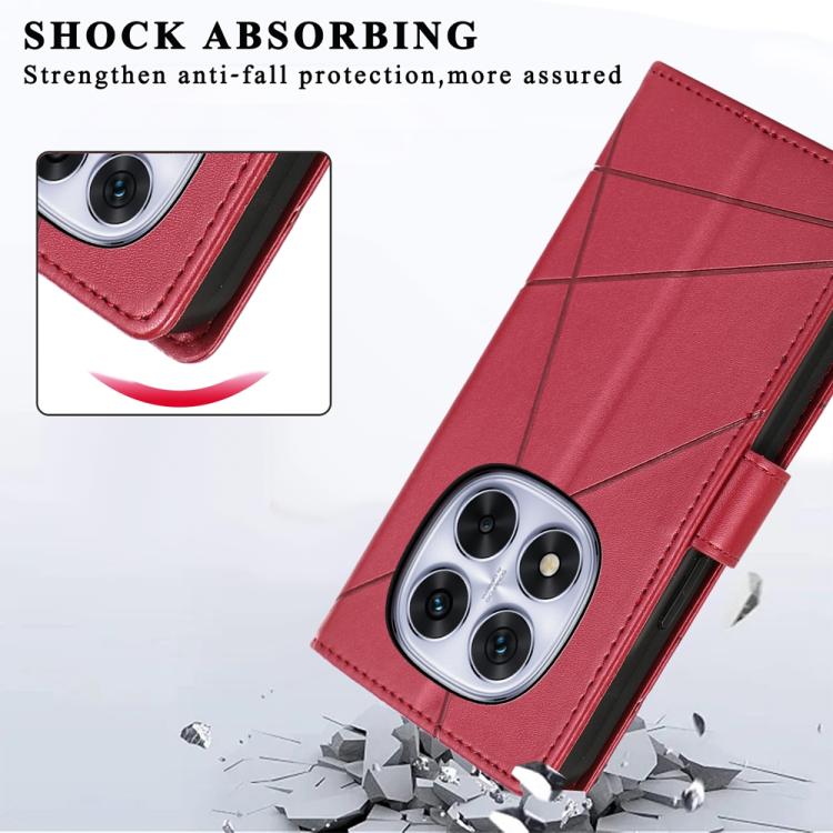 For Redmi Note 14 Pro 4G PU Genuine Leather Texture Embossed Line Phone Case