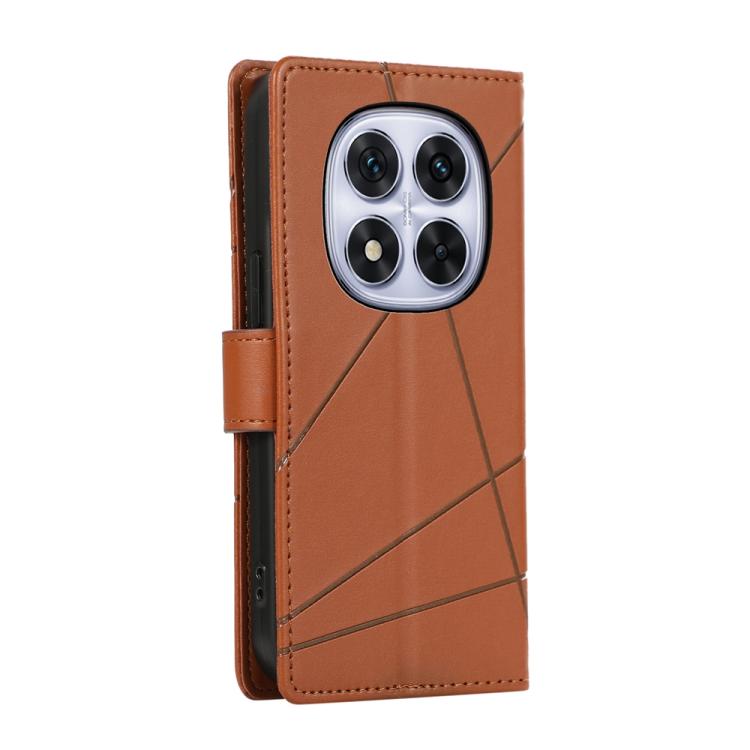 For Redmi Note 14 Pro 4G PU Genuine Leather Texture Embossed Line Phone Case