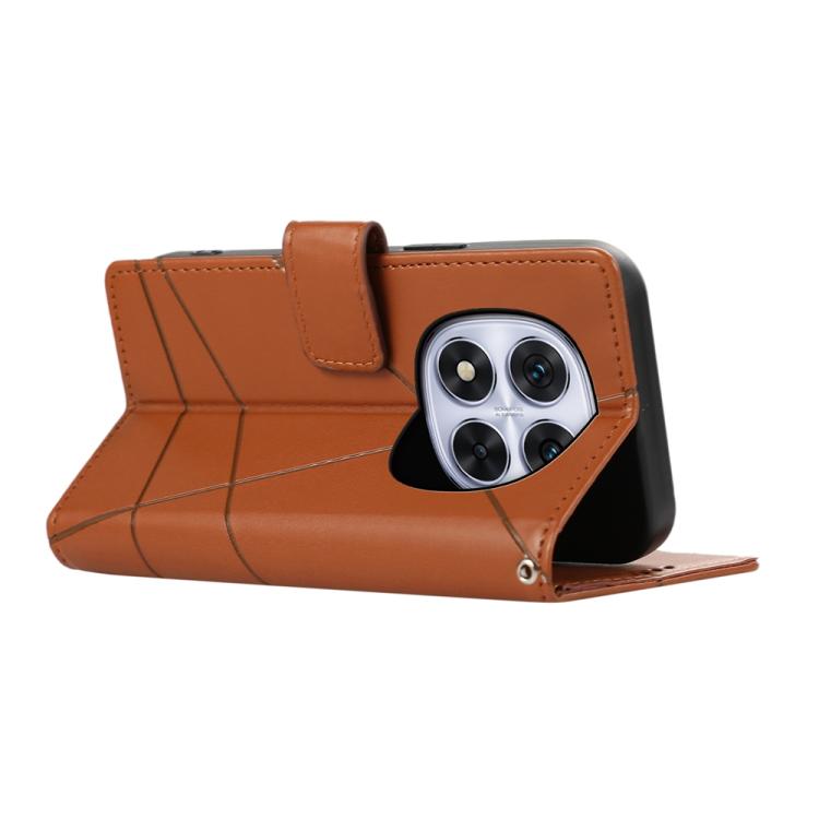For Redmi Note 14 Pro 4G PU Genuine Leather Texture Embossed Line Phone Case