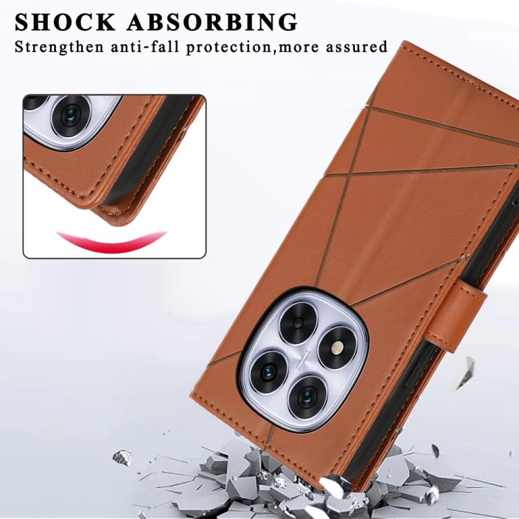 For Redmi Note 14 Pro 4G PU Genuine Leather Texture Embossed Line Phone Case