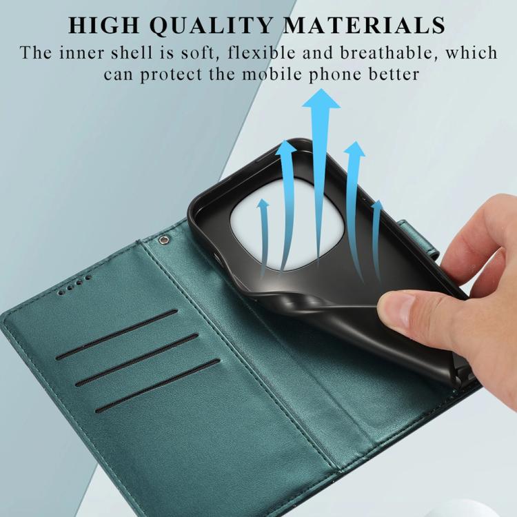 For Redmi Note 14 Pro 4G PU Genuine Leather Texture Embossed Line Phone Case