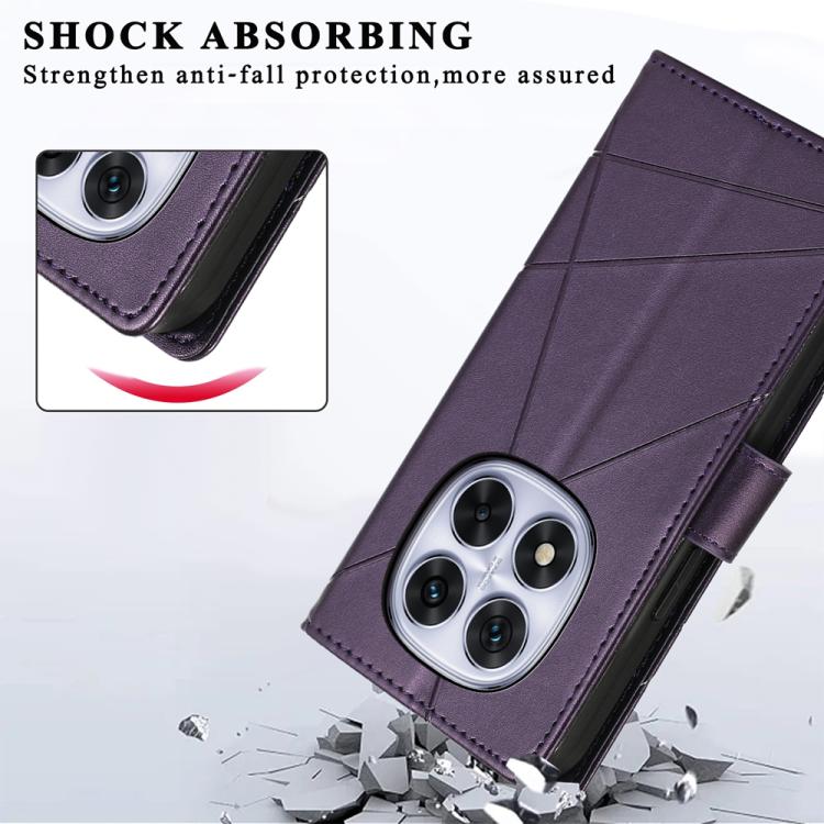 For Redmi Note 14 Pro 4G PU Genuine Leather Texture Embossed Line Phone Case