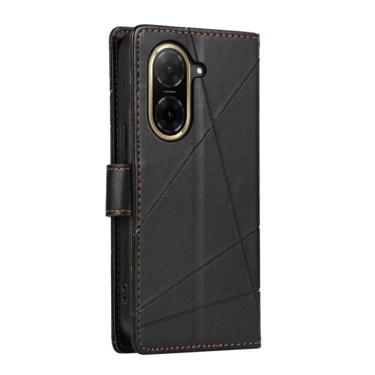 For Redmi A5 4G 171.7mm / Xiaomi Poco C71 PU Genuine Leather Texture Embossed Line Phone Case