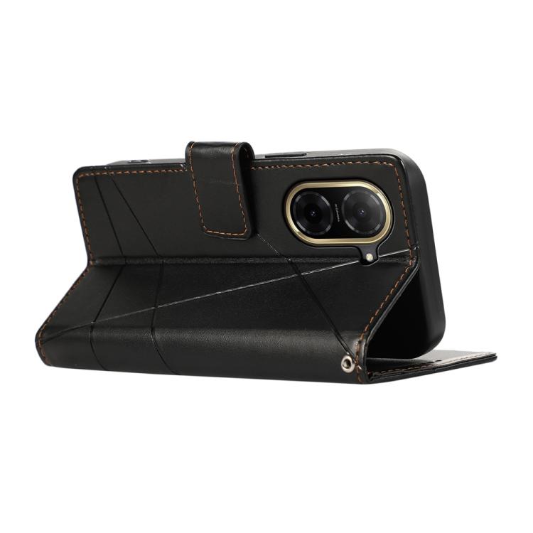 For Redmi A5 4G 171.7mm / Xiaomi Poco C71 PU Genuine Leather Texture Embossed Line Phone Case