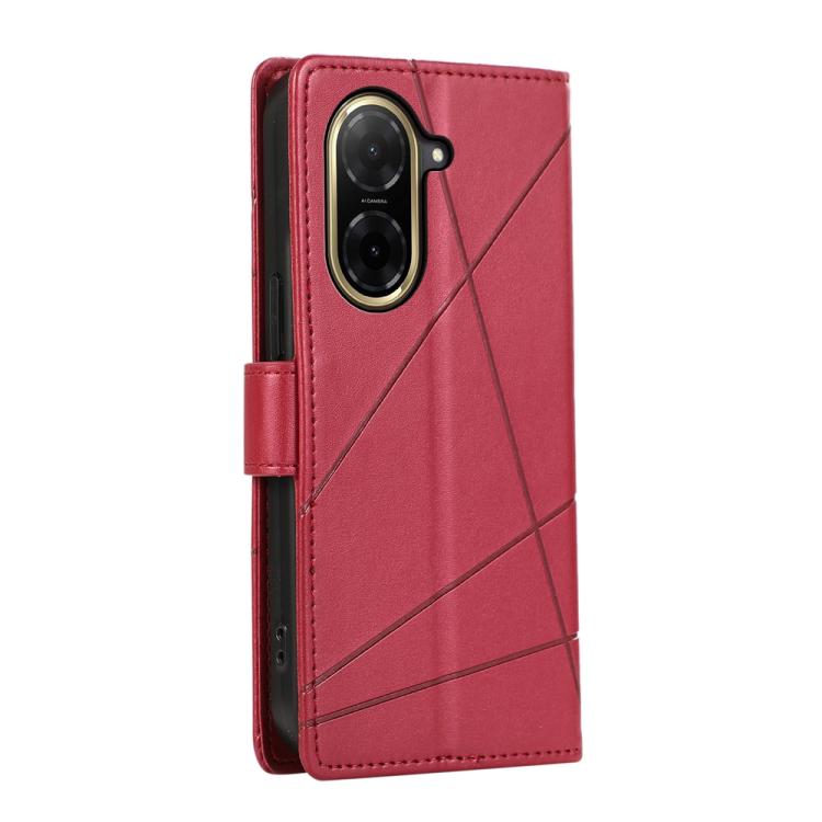 For Redmi A5 4G 171.7mm / Xiaomi Poco C71 PU Genuine Leather Texture Embossed Line Phone Case