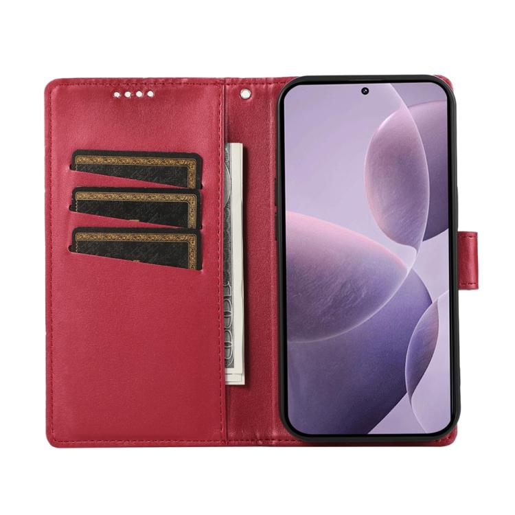For Redmi A5 4G 171.7mm / Xiaomi Poco C71 PU Genuine Leather Texture Embossed Line Phone Case